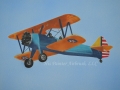 Blue and Yellow Vintage Plane on Canvas
